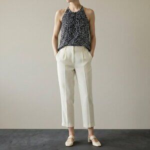 Ann Taylor Navy Ruffle Front Polka Dot Halter Shell Tank Blouse